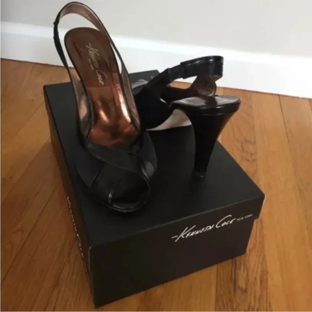 Black Peep Toe Slingback Kenneth Cole Heels [Size 9]